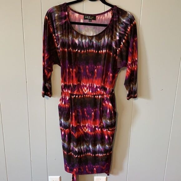 ABS Tie Dye Belted Dress Size Small - Picture 1 of 6